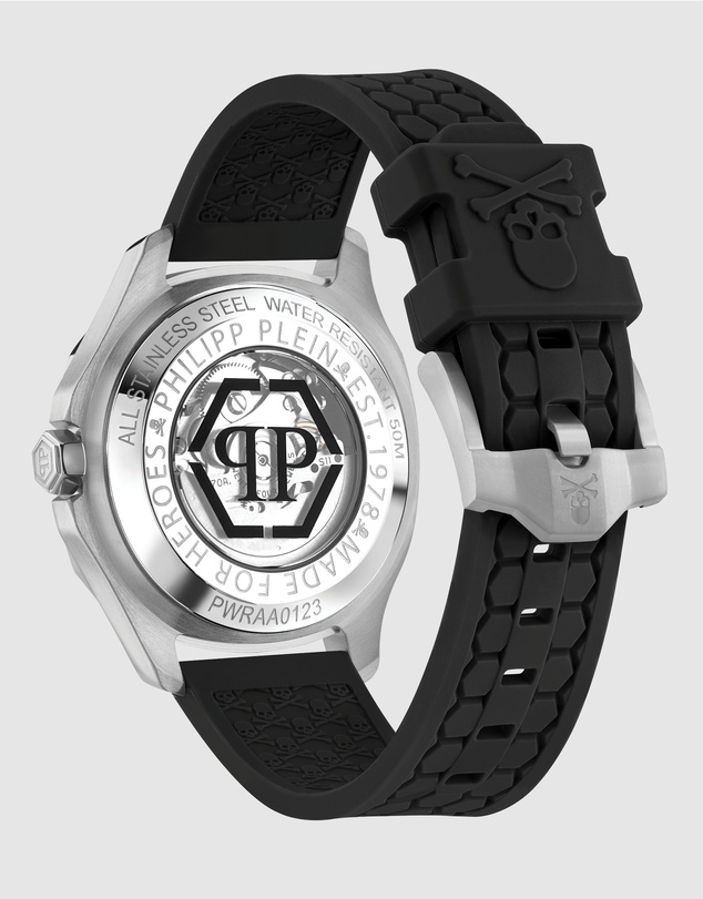 Philipp Plein - Plein Philipp 42mm Silver Dial with Black Silicone Strap