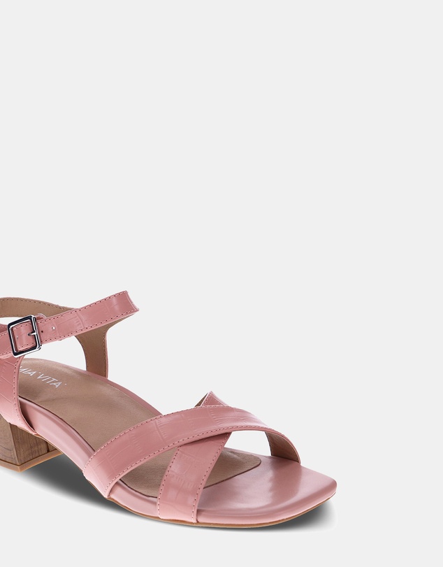 Mia Vita - Yara Heeled Sandal - Pale Pink Croc