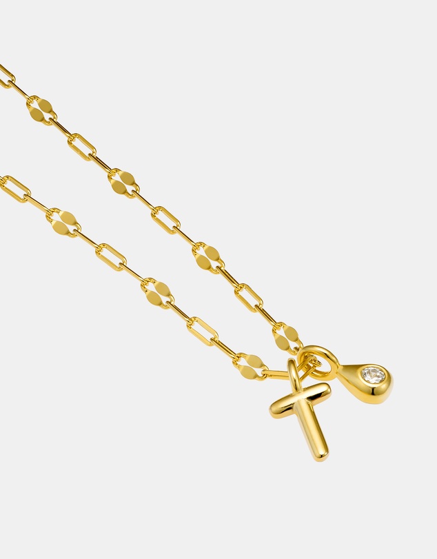Zoe Olivia - 14K Gold Vermeil Imprint Initial T Cubic Zirconia Necklace