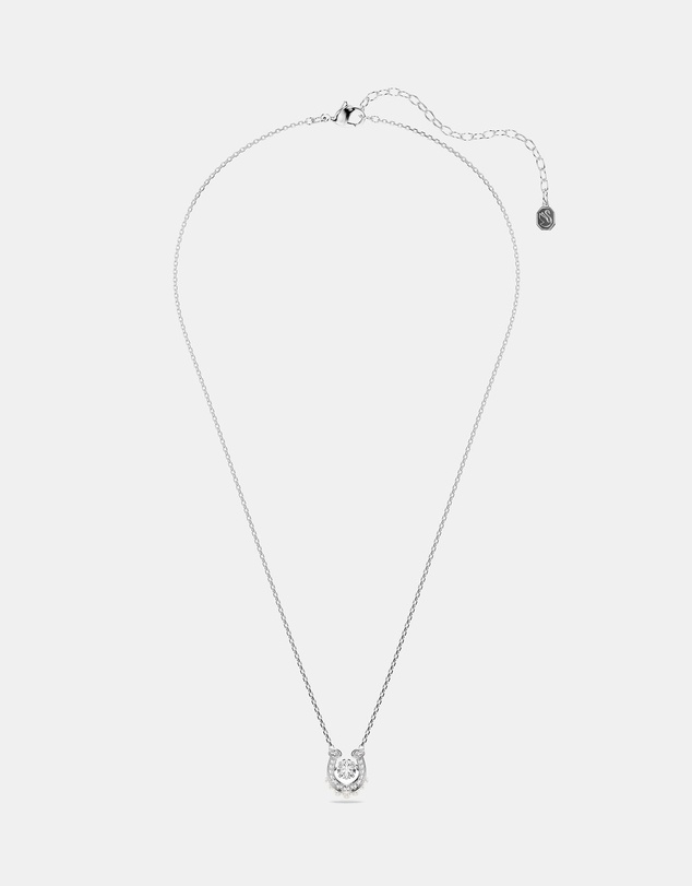 Swarovski - Symbolica pendant, Crystal pearl, Round cut, Pav, Horseshoe, White, Rhodium plated