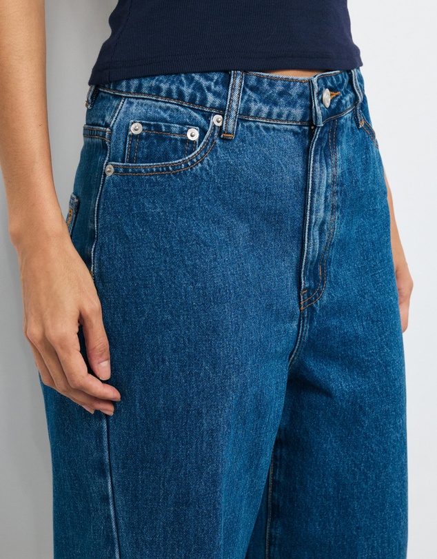 AERE - High Rise Seam Detail Wide Leg Jeans