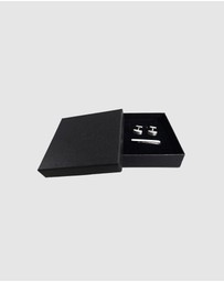 Kuzzoi - ICONIC EXCLUSIVE - Jewellery Set Tie Clip Cufflinks Basic in 925 Sterling Silver