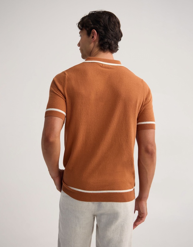 Oxford - Vito Linen Blend Polo With Tipping