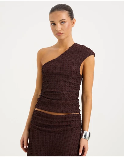 Calli - Raya Textured Jersey One Shoulder Top