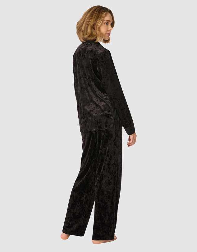 DKNY - Crushed Velour Button-Up Long Sleeve Long Pyjama Set