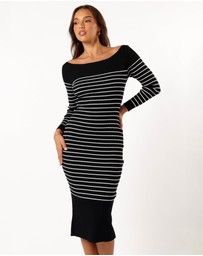 Petal & Pup - Baxtor Off the Shoulder Midi Dress - White/Black