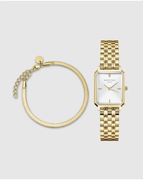 Rosefield - The Octagon XS - Gold Tone Watch and Snake Bracelet Set