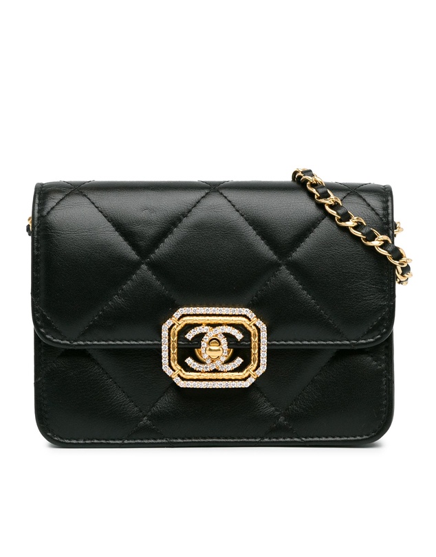 Pre-Loved by Azura Reborn - Pre-Loved chanel Quilted Leather Wallet-on-Chain with Decorative Embellishments and Chain Shoulder Strap
