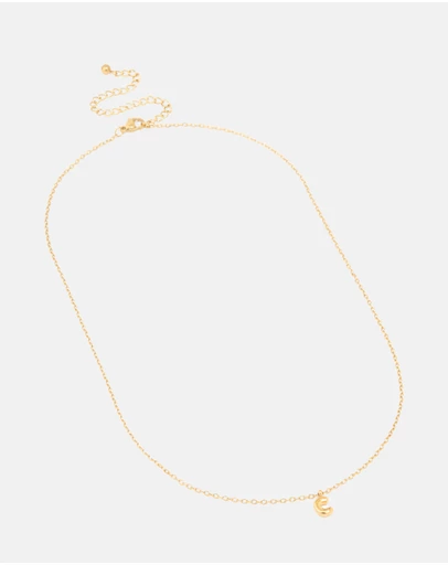 Lovisa - Waterproof Gold Plated Stainless Steel Mini Bubble Letter C Necklace