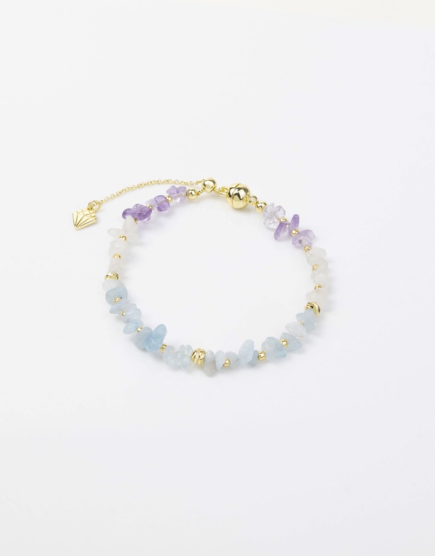 Wanderlust + Co - Aquamarine Beaded Gold Bracelet