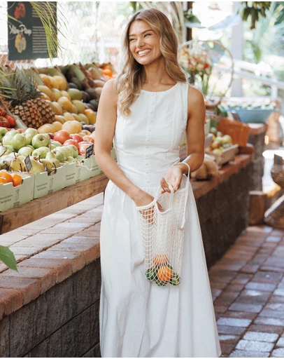 Petal & Pup - Evie Button Front Maxi Dress - White