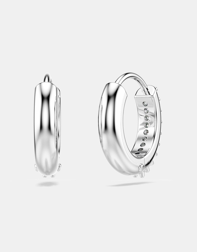 Swarovski - Matrix hoop earrings, Round cut, White, Rhodium plated