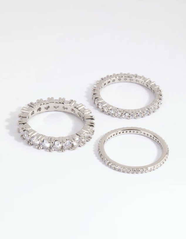Lovisa - Silver Cubic Zirconia Triple Band Ring