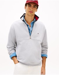 Tommy Hilfiger - Colour-Blocked Collar Terry Half-Zip Jumper