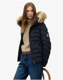 Superdry - Fuji Faux Fur Slim Fit Hood Padded Jacket