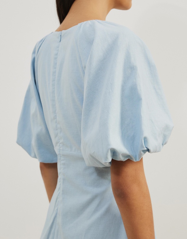 Atmos&Here - Kelly Linen Blend Puff Sleeve Mini Dress