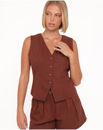 Petal & Pup - Bell Linen Vest - Brown