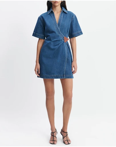 Aje Studio - Kendall Denim Wrap Mini Dress