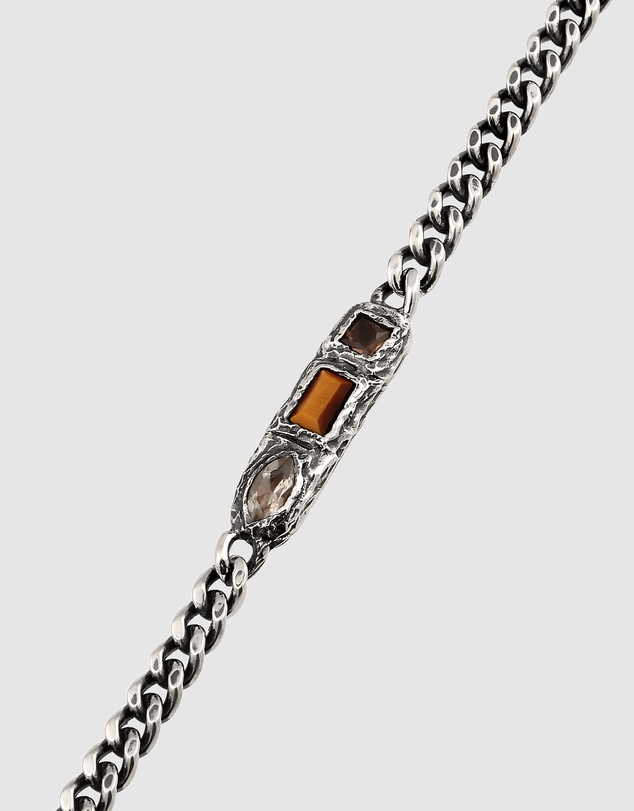 Haze & Glory - ICONIC EXCLUSIVE - Oxidised Curb Chain Bracelet with Gemstones in 925 Sterling Silver