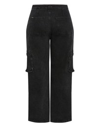 City Chic - Plus size Harley Fit Oaklyn Cargo Wide Leg Jean - black wash
