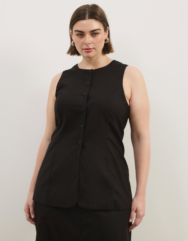 Atmos&Here Curvy - Heidi Linen Longline Vest