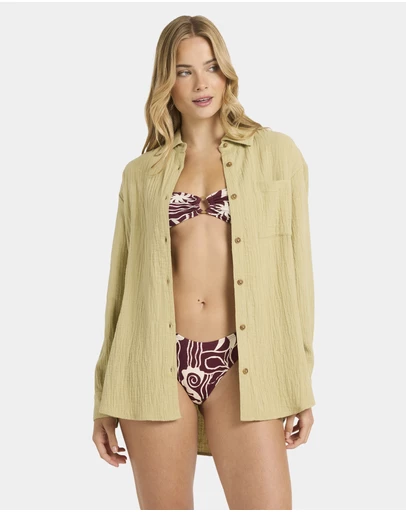 Billabong - Womens Wanderer Long Sleeve Button-down Shirt