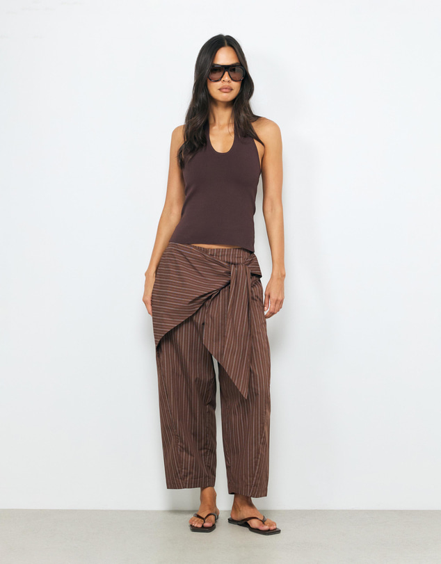 AERE - Stripe Cotton Front Tie Pants