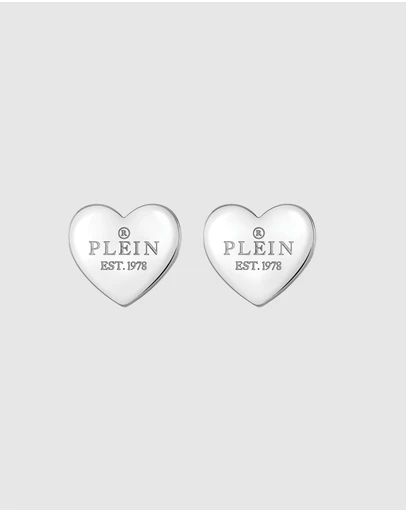 Philipp Plein - Philipp Plein Rocked Heart Silver-Tone Stud Earring