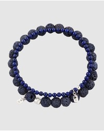 Kuzzoi - ICONIC EXCLUSIVE - Bracelet Men Lapis Lazuli Lava Beads 925 Sterling Silver