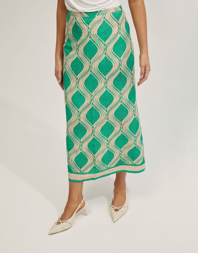 Oxford - Grechen Linen Blend Printed Skirt