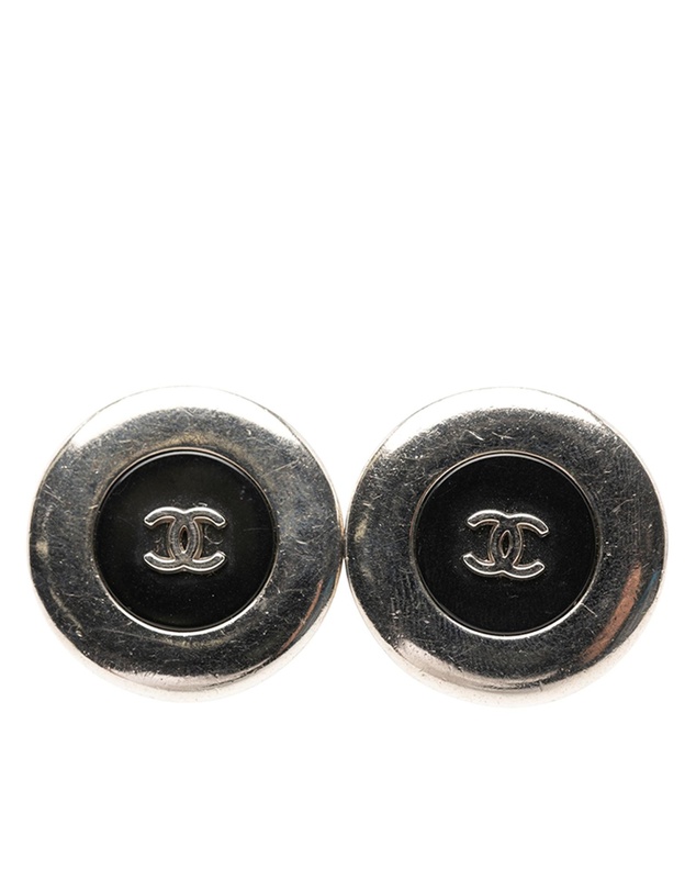 Pre-Loved by Azura Reborn - Pre-Loved Silver Plated Resin CC Round Button Clip On Earrings