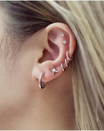 Ania Haie - Silver Tube Small Huggie Hoop Earrings