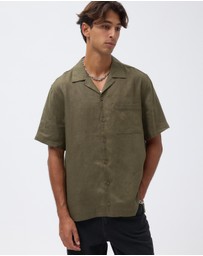 AERE - Kian Linen Camp Collar Shirt