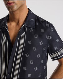 Calibre - Monogram Scarf Silk Shirt Navy