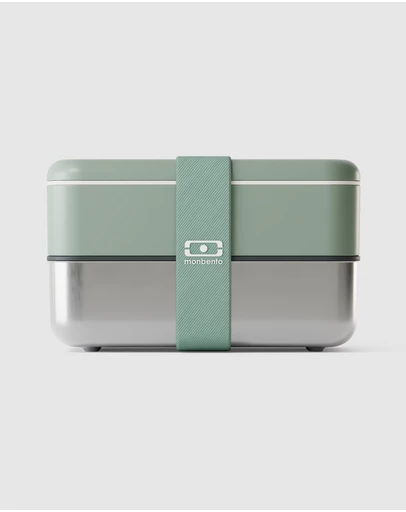 Monbento - Monbento Mb Sense Original The Two-Tier Metal Food Container Sense Original - Natural Green