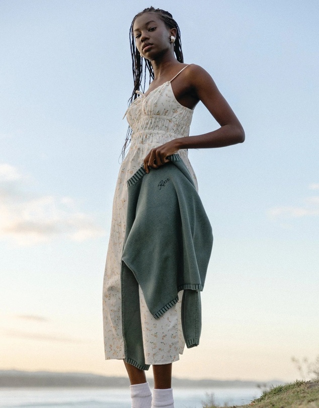 RVCA - Womens Blurred Ditsy Gathered Midi Dress