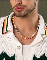 Nialaya Jewellery - Pastel Pearl Necklace with Gold