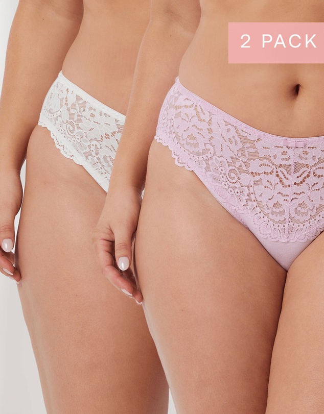 Kayser - 2 Pack Daily Essentials Stretch Lace & Cotton Hi Cut Brief (219)