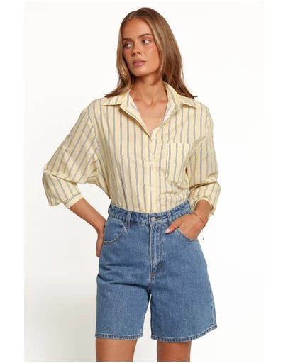 Petal & Pup - Palmer Button Down Shirt - Butter Yellow Stripe