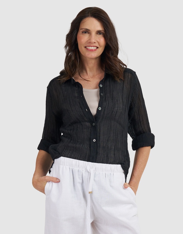 CAMIXA - Crinkle Oversized Linen Shirt