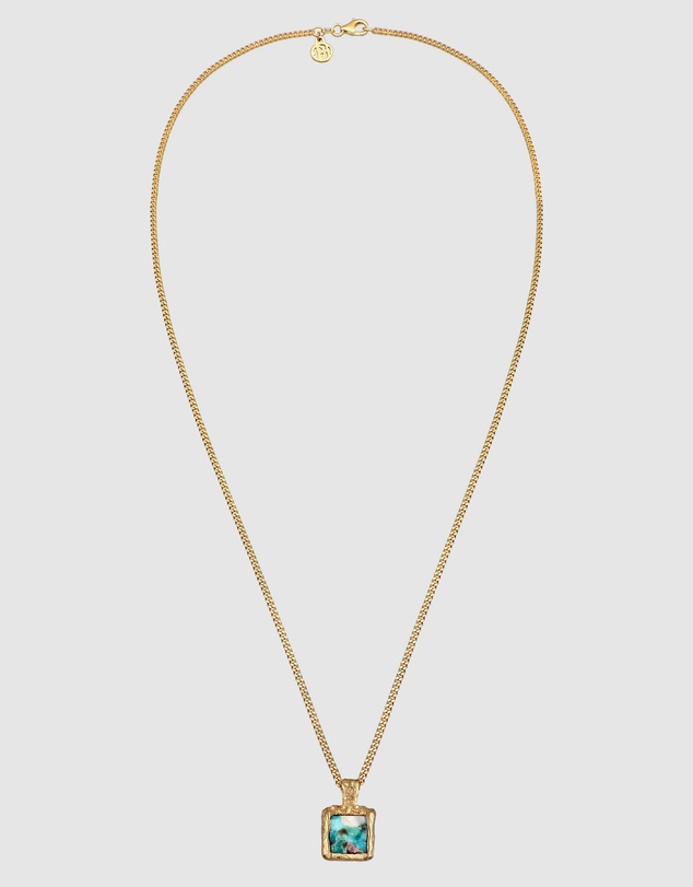 Haze & Glory - ICONIC EXCLUSIVE - Necklace Turquoise Square 925 Sterling Silver Gold-Plated