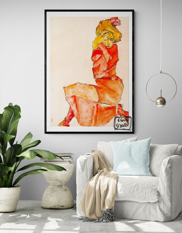 Inka Arthouse - Red Dress by Egon Schiele Art Print