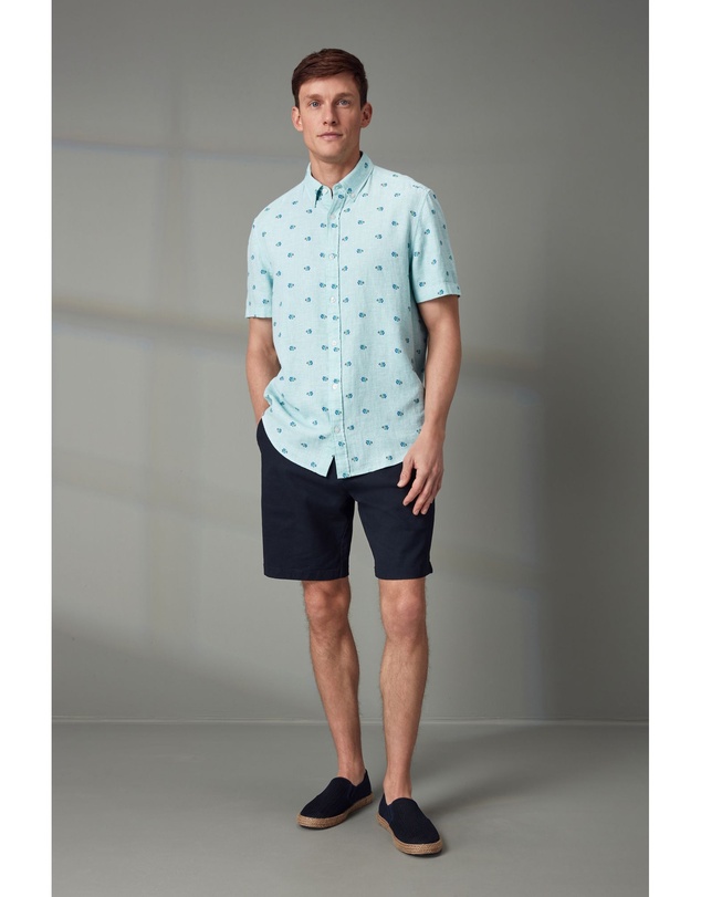 NEXT - Linen Blend Printed Short Sleeve Shirt