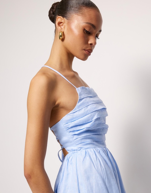 AERE - Irisa Linen Tie Back Midi Dress