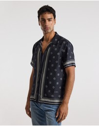 Calibre - Monogram Scarf Silk Shirt Navy
