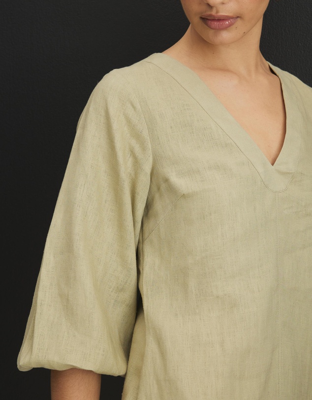 AERE - Sierra Linen Puff Sleeve Mini Dress