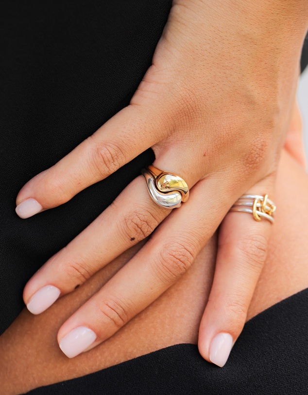 Elli Jewelry - Ring Set Yin Yang 925 Sterling Silver Gold-plated