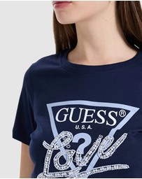 GUESS - Love Triangle Pearls Short Sleeve T-Shirt