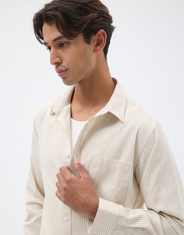 AERE - Cotton Blend Stripe Oxford Shirt