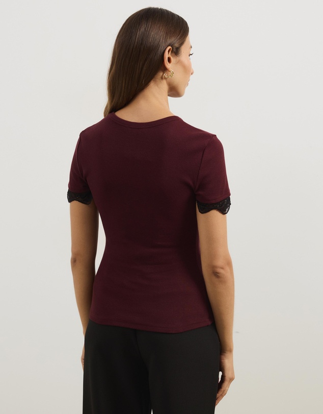 Atmos&Here - Sienna Short Sleeve Lace Jersey T-Shirt